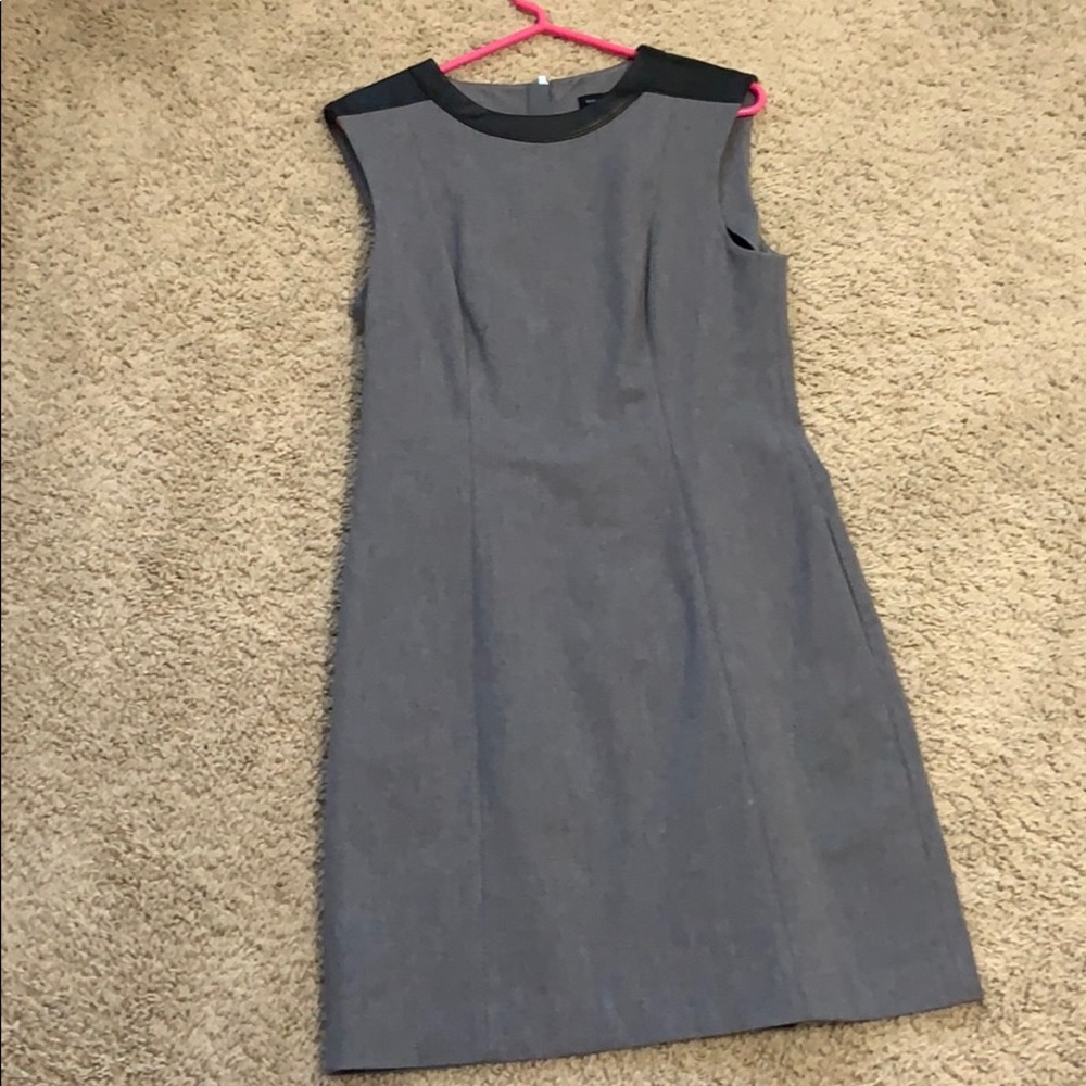Banana Republic Grey and black leather dress